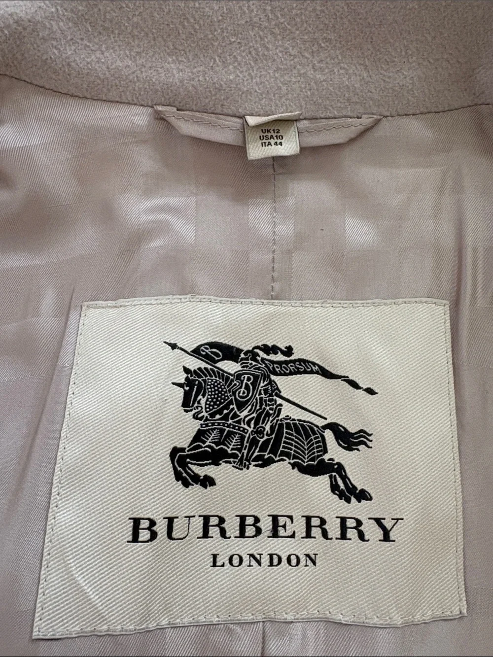 Burberry Light Beige Double-Breasted Trench Coat with Belt, Wool & Cashmere US10 - Picture 12 of 16